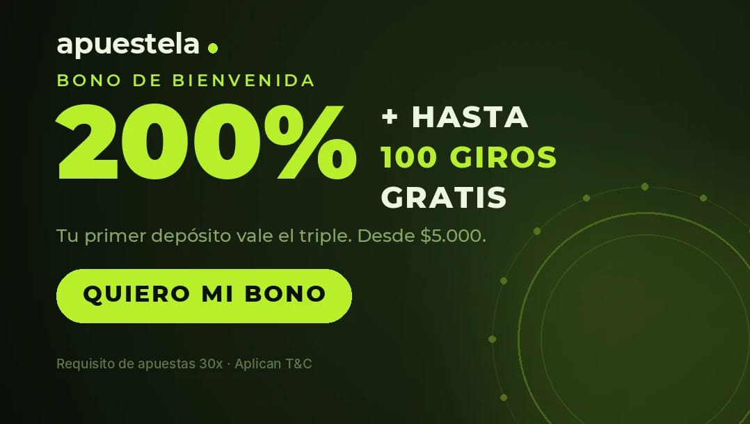 Bono de Bienvenida 200% + Hasta 100 giros