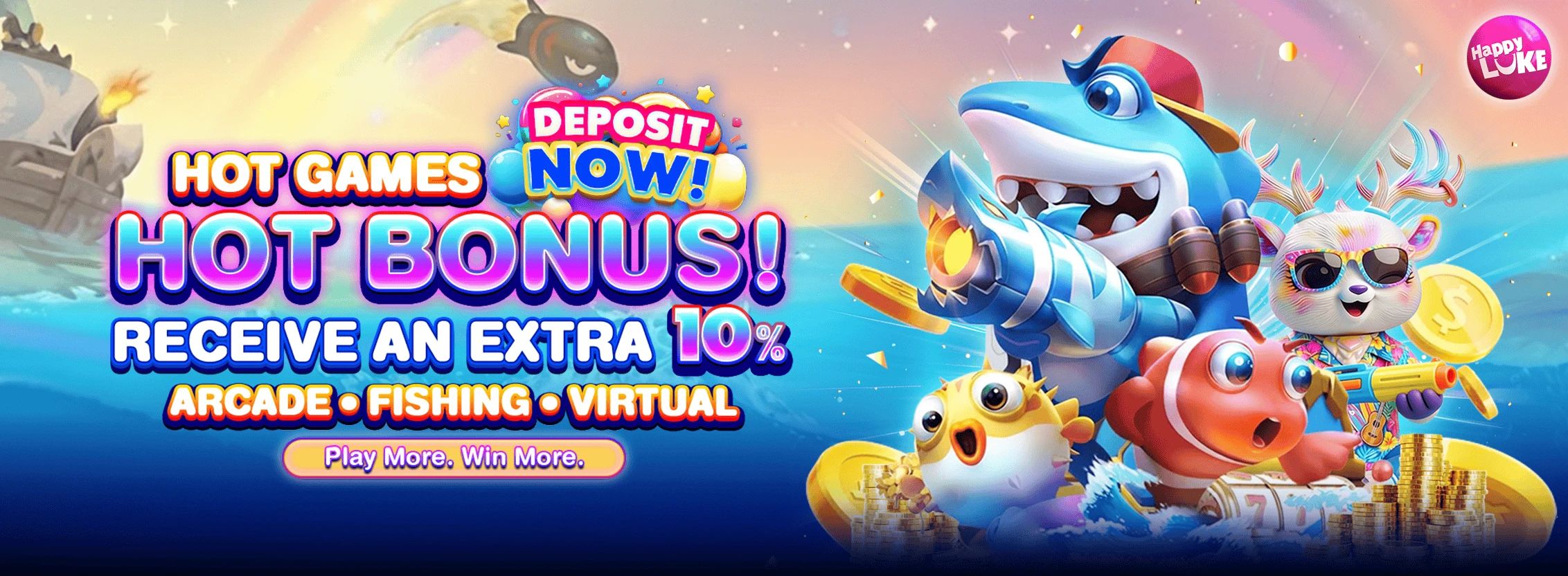 Daily Deposit Bonus 10% (ARCADE, FISHING, VIRTUAL)