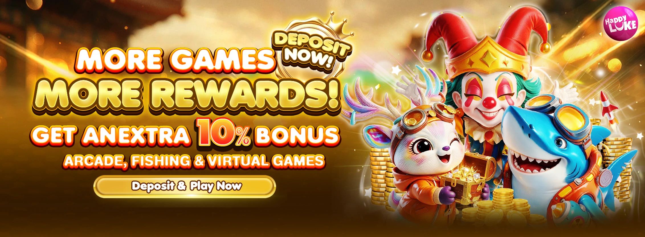 Daily Deposit Bonus 10% (ARCADE, FISHING, VIRTUAL)
